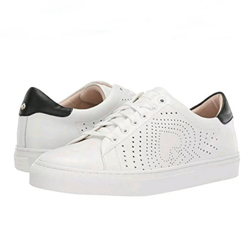 Kate Spade Perforated White Leather Sneakers - Picture 2 of 7
